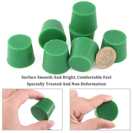 Hilitchi Silicone Rubber Plug Kit Tapered Stopper Silicone Plugs for Powder Coating Painting Anodizing Plating Vacuum Test Plugging Hydraulic Fuel and Oil Lines (Large Green-10 Pcs, 1 1/16”×1 1/4”)