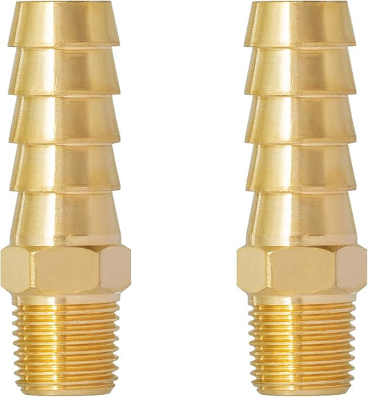 SUNGATOR Hose Barb Fittings 3/8 Inch Barb × 1/8 Inch NPT, Brass Air Hose Fittings, 3/8" to 1/8" NPT Male Air Line Repair Connector Kit, Brass Male Thread Pipe Adapter (2 Pack)