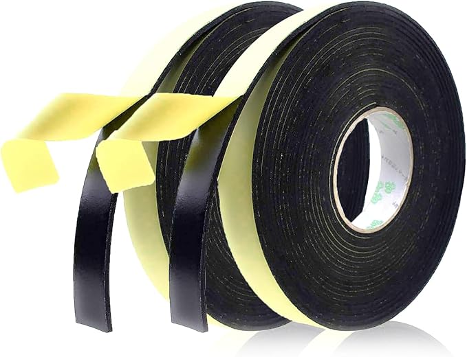 Foam Insulation Tape Adhesive High Density, Seal, Doors, Weatherstrip, Waterproof, Plumbing, HVAC, Windows, Pipes, Cooling, Air Conditioning, Weather Stripping, Craft Tape (66 Ft x 1/8" x 1")