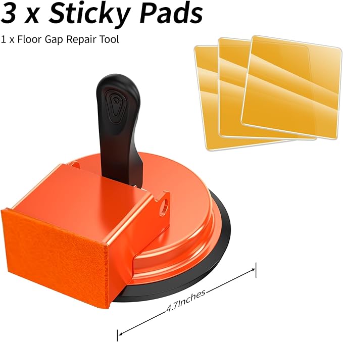 Floor Gap Fixer Tool, Upgraded Heavy Duty Laminate Floor Suction Cup Gap Repair Tool, Over 152 Pounds Load Capacity, Flooring Gap Tool for Vinyl & Wood Floor Repair, Orange, Model 5D