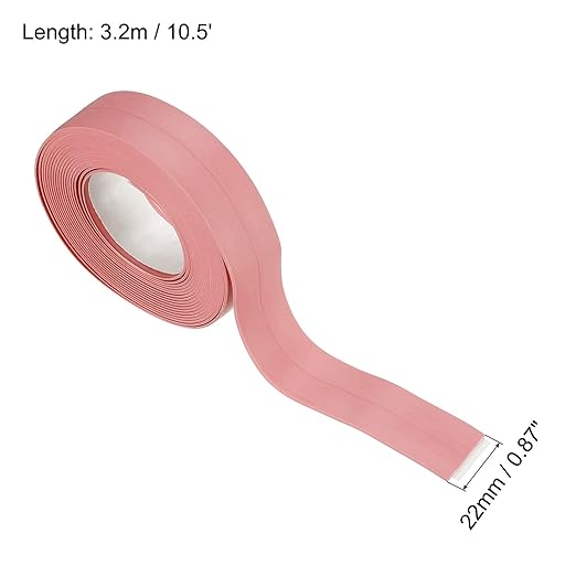 uxcell Waterproof Seal Caulk Strip Tape Self Adhesive 0.87" W x 10.5'L PVC Sealing Tape for Kitchen Bathroom Coral