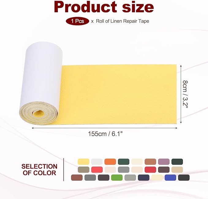 PATIKIL Leather Patches Tape for Furniture, 3.2 x 61 Inch Self Adhesive Vinyl Leather Repair Kit Cover Sheet for Couch, Sofa, Car Seats, Office Chair, Bright Yellow