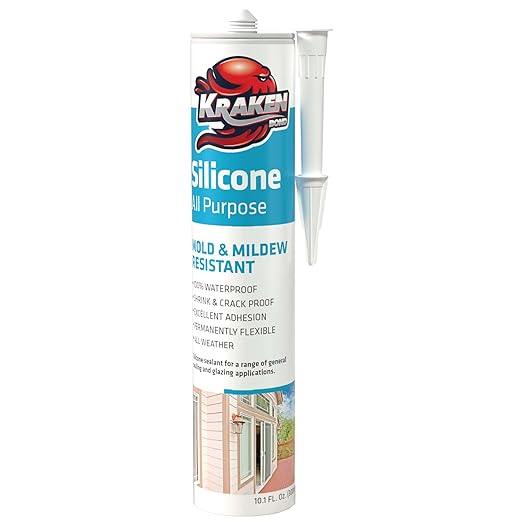 Kraken Bond Brown Silicone Sealant Waterproof% 100-10 fl oz Cartridge - RTV Silicone Caulk Kitchen and Bathroom, All Purpose, Window Caulking Sealant Outdoor, RV, Exterior Use Silicon - 1 Pack