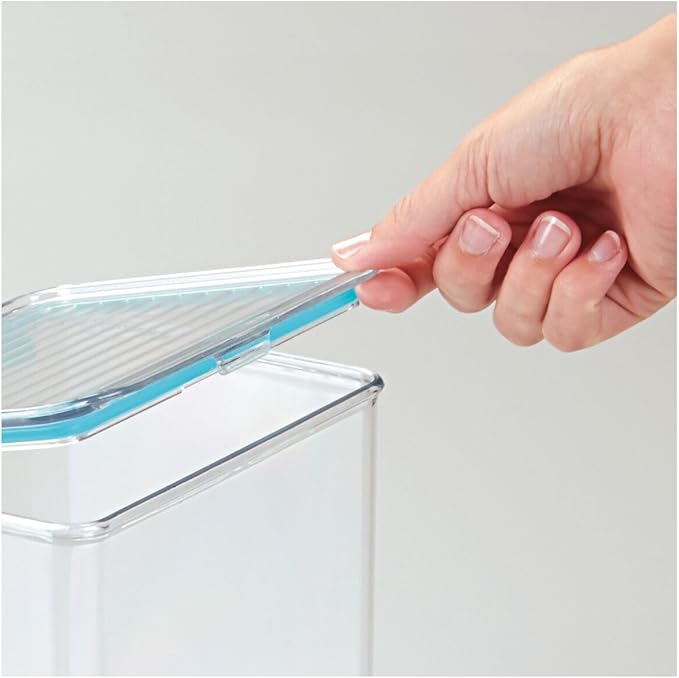 iDesign Plastic BPA-Free Pantry Food Storage Organizer Bin with Air-Tight Hinged Lid, 1.5 Quart Container for Kitchen, Fridge, Freezer, Cabinet, 5.5" x 6.6" x 3.7" - Clear