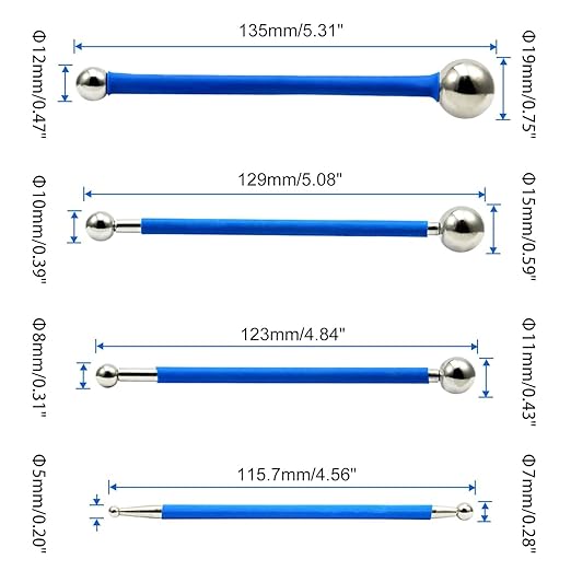 Concrete Countertop Caulking Tool Metal Ball Tile Caulk Finishing Tool Double Steel Pressed Ball Tile Grout Repairing Stick 8 Pack