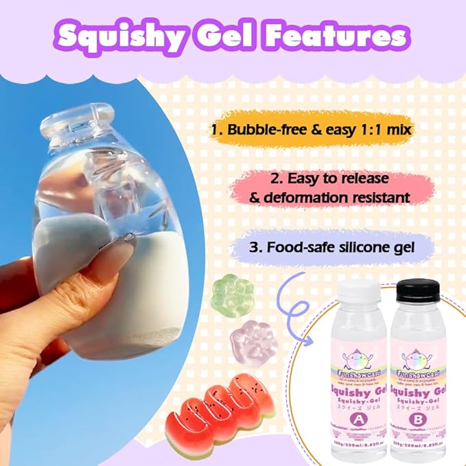 Taba Squishy Making Kit Clear Gel Flex Rubber Crystal Liquid Silicone 17oz Pack