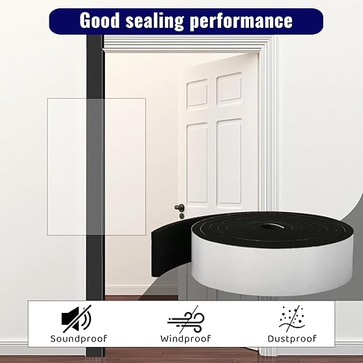 High Density Foam Tape - 1'' x 1/4'' x 13Ft Weatherproof Adhesive Prevent Condensation Heat Resistant Flame Retardant Weather Stripping Easy to Cut & Install & Remove for Car Doors Pipes Windows