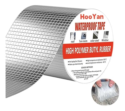 Butyl Tape Waterproof Aluminum Foil Tape for Outdoor Use, Corrosion Resistant, Repair for Metal Roof, RV, Windows (Silver) 7.8in Wide 16.4ft Long (20CM X 5M)