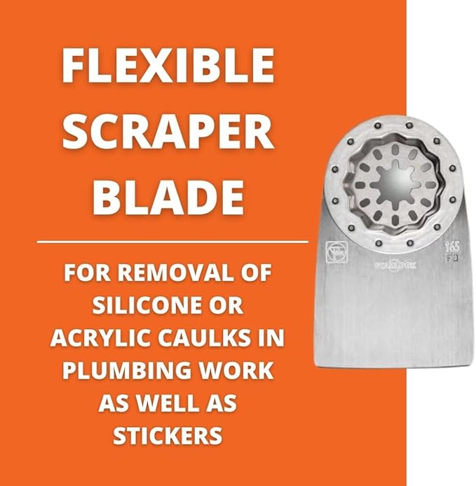 Fein Flexible Scraper Blade for MultiMaster Tools - Efficient Removal of Silicone, Acrylic Caulks and Stickers, Short Version, Starlock Mount - 63903165210