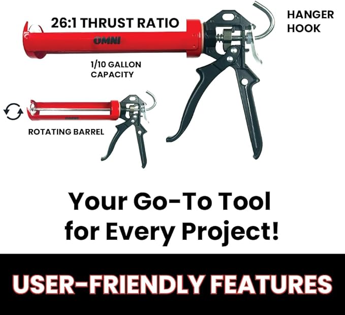 Omni Tools Dripless Caulking Gun, Adjustable Hand Caulk Gun No Drip, Hand Caulking Gun Tool, Siligun Caulking Gun 47500