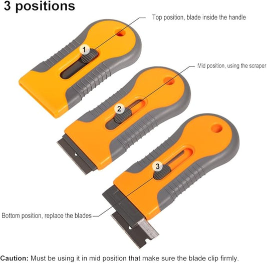 EHDIS Car Sticker Remover Glass Cooktop Razor Scraper with 10pcs Replace Blades for Label,Glue,Paint,Adhesive Remover,Oven Door, Stove Cleaning-Yellow