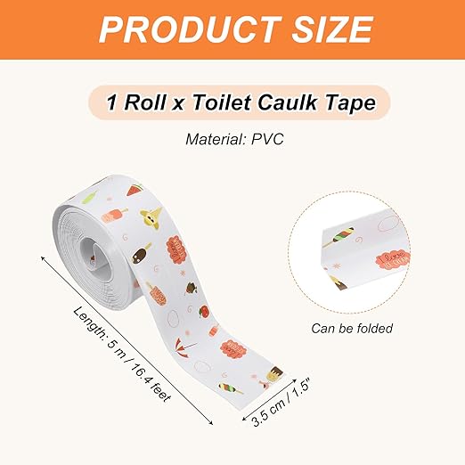 PATIKIL Caulk Tape Waterproof Self Adhesive, PVC Toilet Caulking Sealant Strip Bathtub Caulk Sealing Strip Tape for Bathroom Kitchen Countertop, Ice Cream (1.5 Inch x 16.4 Ft)