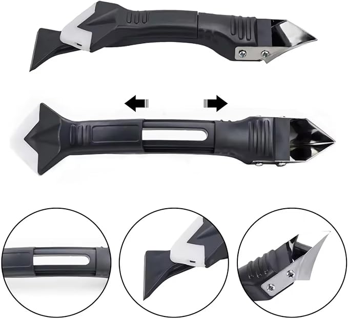 2 Pack 3-IN-1 Caulk Tool for Removal and Application, for Bathroom, Kitchen, Flooring, Windows, Sinks and Frames Seal