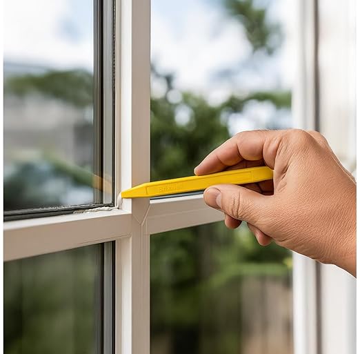 Tapered End Stick Tool, Plastic Construction, Yellow Finish, 7-7/8" Length, Non-Scratch Hand Tool for Caulk, Sealant, Vinyl Window Channels, Mixing, Glazing - Pack of 5