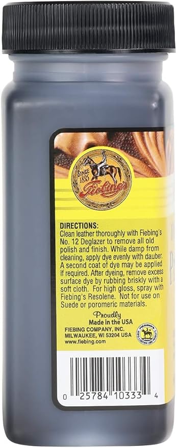 Fiebing's Pro Dye Leather Dye (4 Fl Oz) - Alcohol-Based, Penetrating, Permanent Dye for Shoes, Belts, Furniture - Vivid Color, Superior Color Fastness
