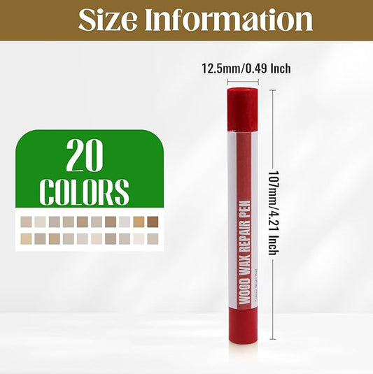 Wood Filler Sticks，20 Colors Wood Repair Wax Crayons Furniture Markers Touch up for Repairing Scratches, Scuffs, Cracks, Dings and Holes in Wood Floors, Cabinets, Furniture (Red Series)
