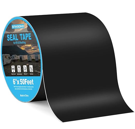 6" x 50Ft 1-Pack Black RV Sealant Tape,Waterproof Commercial Roof Tape for Walls, Appliances, Vehicle Repairs, and Weatherproof
