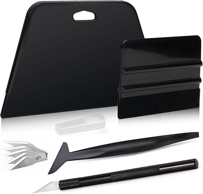 NEWISHTOOL Wallpaper Smoothing Tool Kit, Wallpaper Tools for Applying Peel and Stick Contact Paper Vinyl Film, Includes Big Smoothing Squeegee, Felt Scraper, Edge Tucking Stick, Craft Knife & Blades