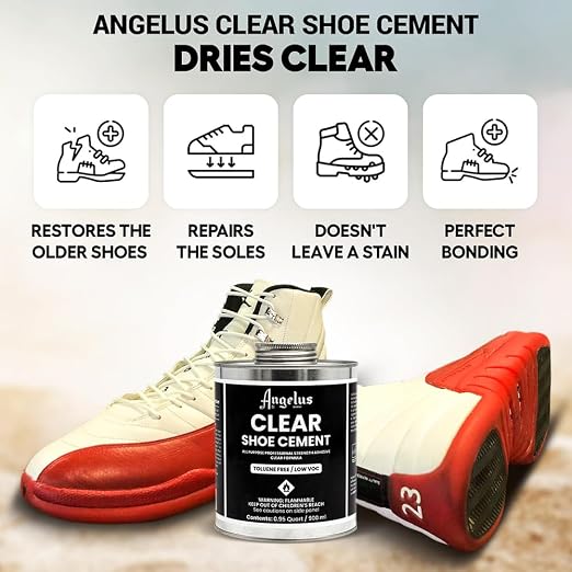 Angelus Shoe Glue 32oz - Industrial Strength Clear Sole Adhesive for Sneakers, Boots, & More, 1 Quart