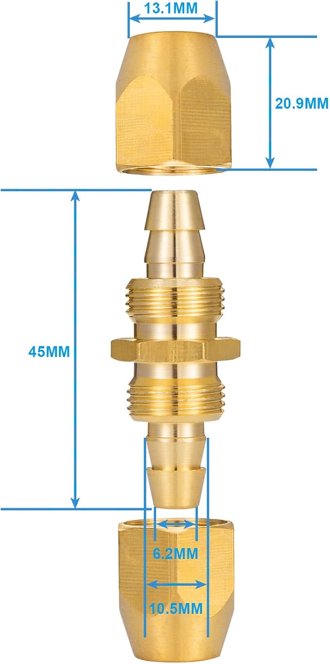 4PCS Soild Brass Air Reusable Hose Splicer For 3/8-Inch ID Hose,3/8" Air Hose Repair Fitting