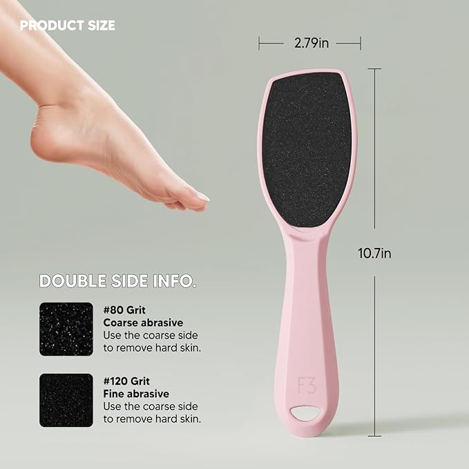 Wide Emery Foot File(Pink), Double-Sided Pedicure Tool, Colossal Professional Foot Scrubber for Men & Women, Effective for Cracked Heel, Callus Remover