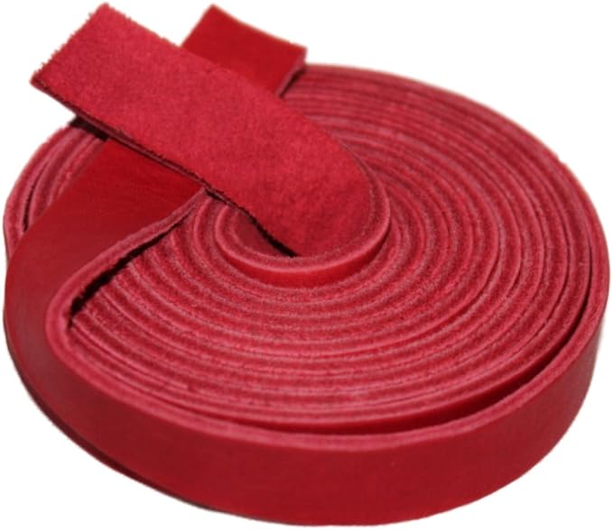 Leather Strap for Crafts & Jewelry | 72 Long × 5/8" Wide × 1/8" Thick (7-8oz) | Genuine Leather Strips for Crafts, Projects or Repairs - Red
