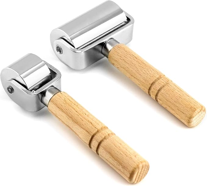 QWORK Leather Glue Laminating Roller Stainless Steel (2 pcs 2.36 inch + 1 inch) for Craft DIY Leather Edge Crimping Roller Press Platen Board Tool