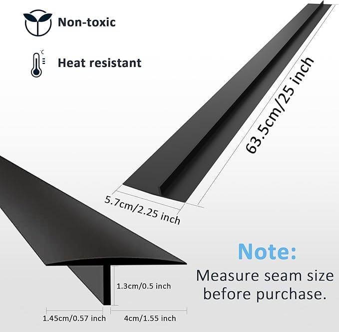 Silicone Stove Counter Gap Cover, 2 Pack 25 inch Heat Resistant Kitchen Stove Counter Silicone Gap Filler Cover Seals Spills Between Counter Stovetop Oven Washer Dryer and Washing Machine