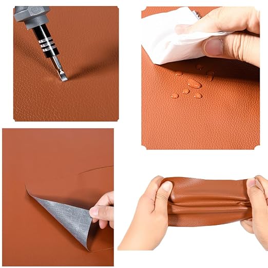 Self Adhesive Leather Repair Patch, 12 x 54 inch Vinyl Leather Repair Patches Kit for Furnitures, Car Seats, Couches, Sofas, Chairs, (Dark Brown)