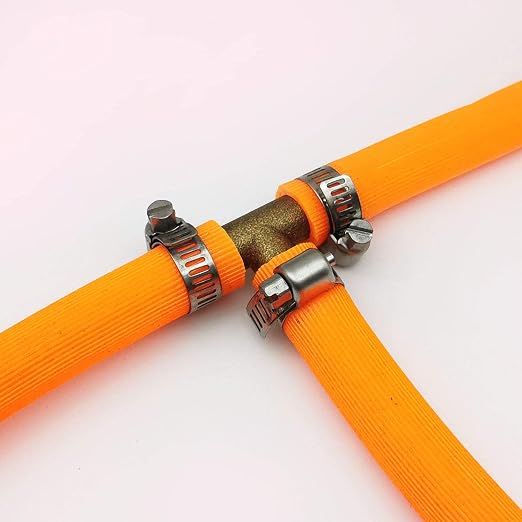 Da by 2 pcs 1/4"(6mm) Brass Tee Barb Fittings for 1/4" ID Hose,6 pcs Stainless Steel Pipe Clamps,3 Way Union Intersection for Water/Fuel/Air(T)