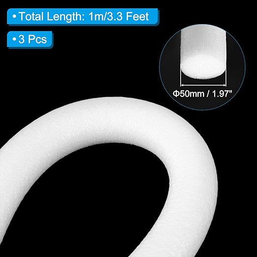 PATIKIL 2 Inch x 3.3 Feet Backer Rod for Gaps and Joints, 3pcs Foam Rope Caulk Crack Joint Filler Roll Seal Weather Strip for Home Construction Car, White