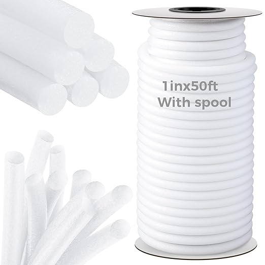 MotiMind 1 Inch x 50 ft Foam Backer Rod for Gaps Joints Concrete Crack Filler Caulk Saver Bulk Foam Backing Rod Concrete Filler Rope for Weather Stripping Door Seal (White)