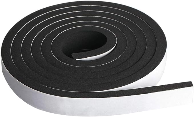 Neoprene Foam Strip Roll By Dualplex, 1" Wide x 10' Long x 1/4" Thick, Weather Seal High Density Stripping with Adhesive Backing – Weather Strip Roll Insulation Foam Strips
