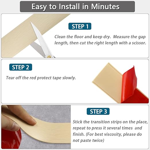 Floor Transition Strip 2" Self Adhesive Flat Vinyl Flooring Transitions Strip with Strong Backing (5cm, 20FT, Maple Wood Grain)