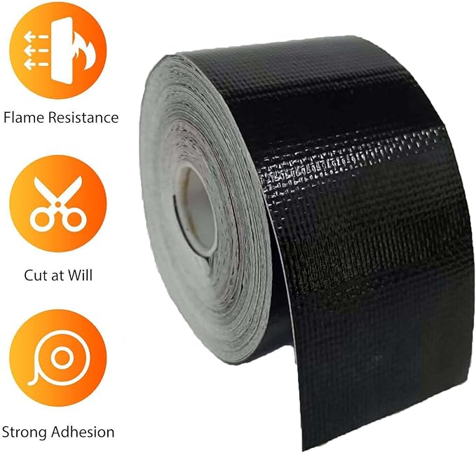 Xinhan (Gold,Silver,Black) Aluminum Foil Heat Shielding Tape High Temperature Heat Reflective Adhesive Backed Tape Compatible with Car Intake Pipe Engine Bay Hoses Wires Etc (Black, 2in x 15ft)