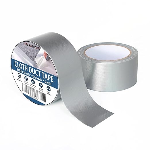 2-Pack Multipurpose Strong Cloth Duct Tape,2IN×22yd Duct Tape Heavy Duty Waterproof Silver Easy Tear, High Adhesion for Indoor/Outdoor Repairs, DIY, Packaging