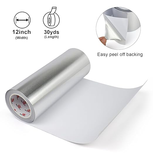 BOMEI PACK Aluminum Foil Tape,Heavy Duty Metal Foil,High Temperature Silver Duct Tape,Perfect for Sealing & Patching,HVAC,Air Ducts,Insulation and Metal Repair (12 Inch)