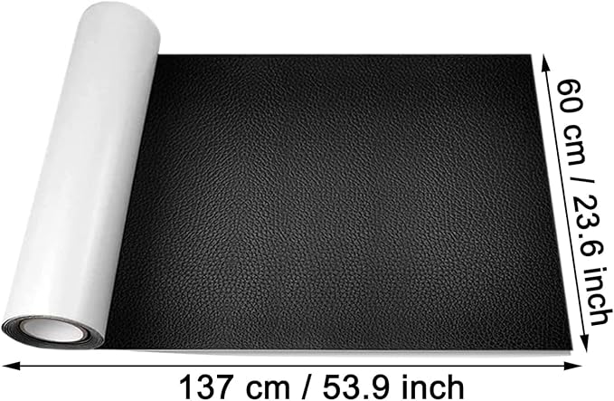 Leather Repair Patch, 24 x 54 Inch, Self Adhesive Leather Repair Tape, Large Vinyl Patch Kit, Vinyl Repair Tape, for Couches, Car Seats, Chairs, Furniture (Black)