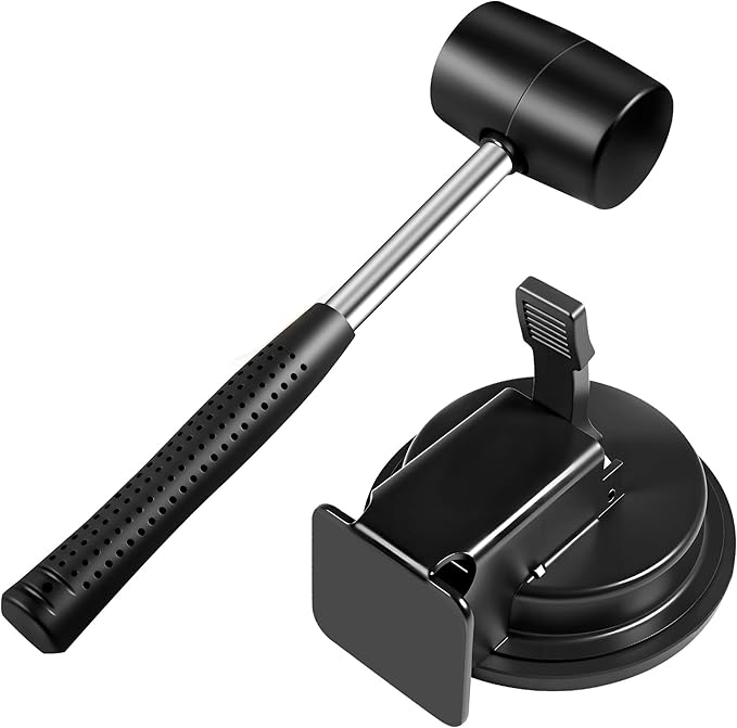 Floor Gap Fixer Tool with Rubber Mallet, Iron Body & Strong Suction Cup, Includes 5 Sticky Pads for Laminate, Vinyl, Wood & Tile Flooring Installation and Repair