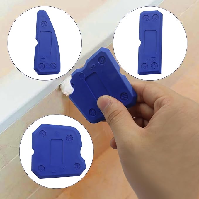 BokWin 4-Pack Silica Gel Caulking Tool Set, Caulk Kit for Grout Finishing, Caulking Tool Set for Bathroom Kitchen Surfaces, Hand Caulk Removal Assistant in Blue