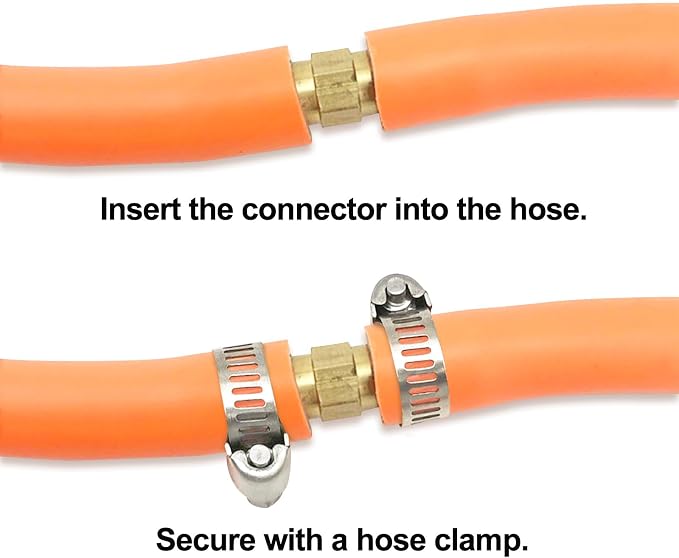 BlingKingdom 3pcs 3/8"(10mm) Hose Repair Kit Hose Connector Barb Splicer Mender Hose Brass Barb Fitting Watertight Straight Hose Barb Connector with 6pcs Stainless Steel Pipe Clamp for Water/Fuel/Air