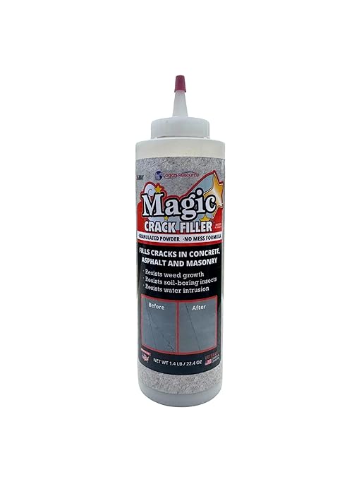 Gray 1.4 LB Magic Crack Filler Bottle - Easy, No-Mess Crack Repair for Concrete, Masonry & Asphalt - Durable & Weather-Resistant