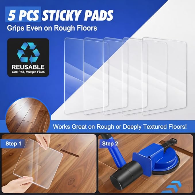 Floor Gap Fixer Tool with Enhanced Suction Cup & Sticky Pads – Easy Laminate, Vinyl & Wood Flooring Gap Repair Tool for Smooth and Textured Floors