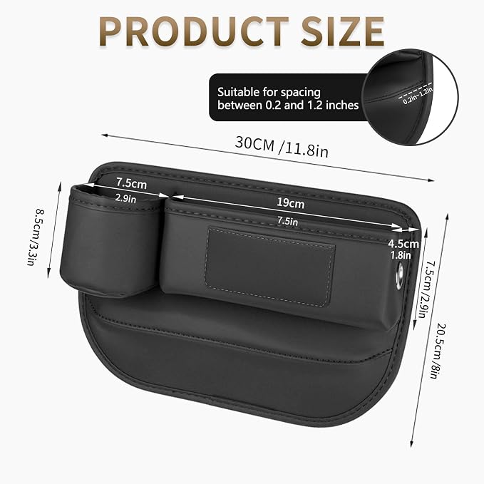 Kwak's Car Seat Gap Filler Organizer 2pcs – Fits 0.2“–1.2” Seat Gaps, Premium PU Leather Seat Gap Plug for Car SUV Truck, Stops Phone/Keys from Dropping, Extra Cup Holder for Car (Red)