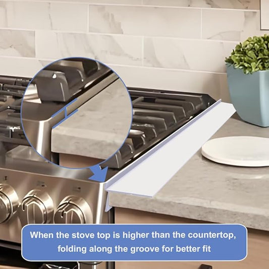 Silicone Stove Gap Covers Folding,25 Inches Stove Gap Filler 2pcs,Kitchen Sealing Strip Between Electric Stove,Countertop,Oven Spacer White