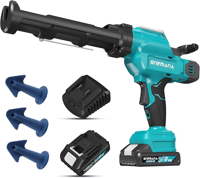 20V Caulking Gun Anti-drip Caulk Gun with 10oz/300ml Led Light Caulking Gun Tool 6 Adjustable Speeds Caulking Tool for Filling with Battery & Charger