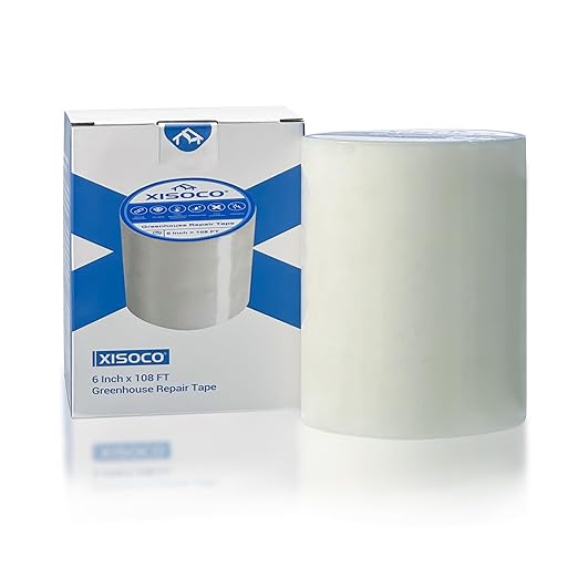 6Inch x 108FT Greenhouse Repair Tape, Greenhouse Tape Heavy Duty Waterproof, UV-Resistant Tent Clear Repair Tape Greenhouse Plastic Sheeting Coverings Film Tape for Sealing and Seaming