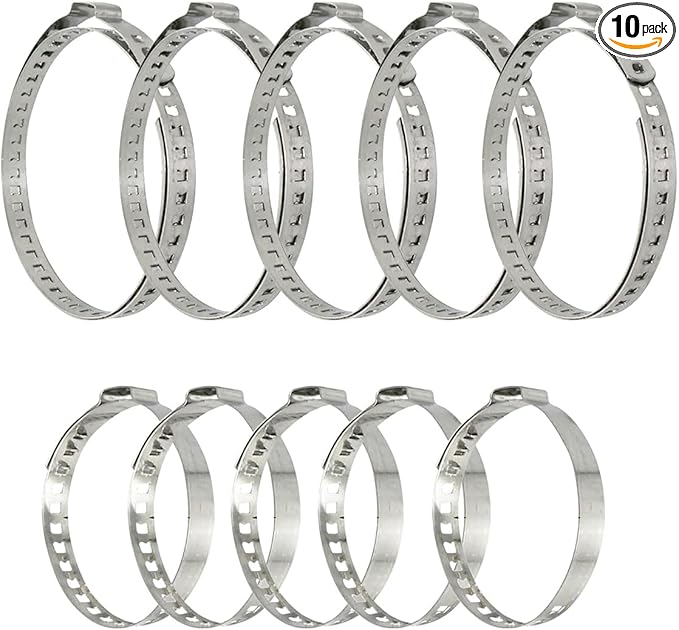 10PCS CV Boot Clamp Kit, Stainless Steel Adjustable Drive Shaft Axle Boot Clamps, 5PCS Small and 5PCS Large CV Joint Boot Crimp Clamps Repair Tool Kit for Steering Gear Gaiters(Silver)
