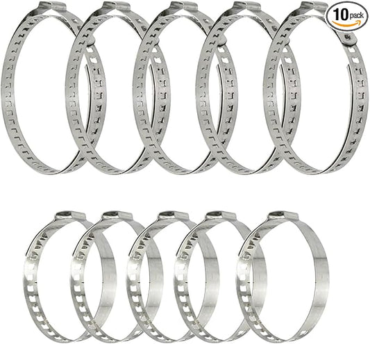 10PCS CV Boot Clamp Kit, Stainless Steel Adjustable Drive Shaft Axle Boot Clamps, 5PCS Small and 5PCS Large CV Joint Boot Crimp Clamps Repair Tool Kit for Steering Gear Gaiters(Silver)