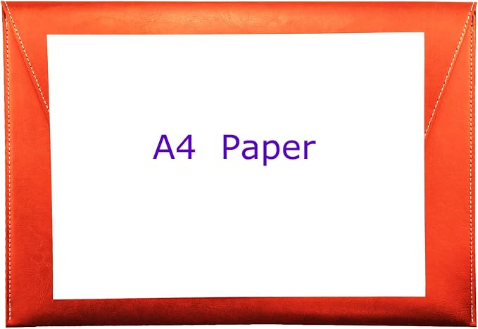 PU Leather A4 File Folder Large Document Holder Waterproof Envelope Folder Case with Handmade Closure (Orange)